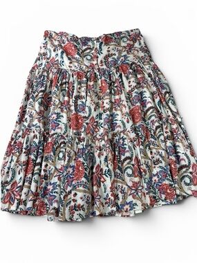 Soft Surroundings Maxi Skirt Wild Bloom Floral Size 1X Cotton Pleats Boho Button